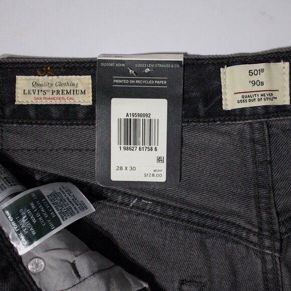 NWT $128 Levi's Premium 501 '90s Black Denim Studded Western Jeans Women 28x30 - Picture 11 of 16